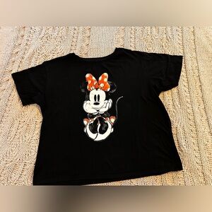 Disney Black Tee with Minnie Mouse Bow Cropped style